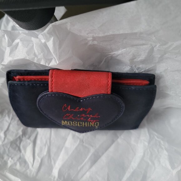 Moschino Cheap and Chic Collection Suede Wallet Blue and Red Vintage - Picture 5 of 12